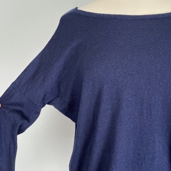 Joie Yael Womens Blue Lace Hem Sweater Cashmere Relaxed Scoop Back size Small - Picture 7 of 15